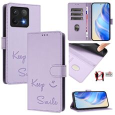 Per Xiaomi 14T Smile Embossing RFID Custodia in pelle per telefono (viola chiaro)