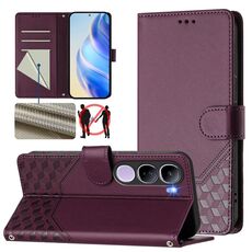 For vivo V40 Lite 5G IDN Honeycomb Embossing RFID Leather Phone Case(Violet)