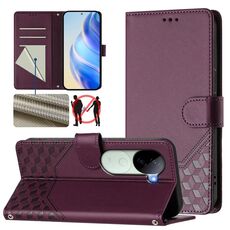 For vivo iQOO Z9s 5G / V40e 5G India Honeycomb Embossing RFID Leather Phone Case(Violet)