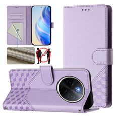 For vivo Y300 Pro Honeycomb Embossing RFID Leather Phone Case(Light Purple)