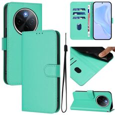 Per vivo Y300 Pro Custodia in pelle tinta unita con cordino (verde)