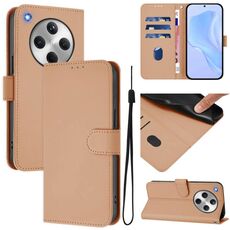 For OPPO Find X8 Skin Feel Solid Color Leather Phone Case with Lanyard(Nude)