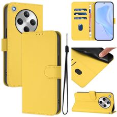 For OPPO Find X8 Skin Feel Solid Color Leather Phone Case with Lanyard(Lemon Yellow)