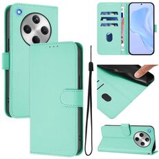 For OPPO Find X8 Skin Feel Solid Color Leather Phone Case with Lanyard(Mint Green)