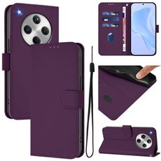 For OPPO Find X8 Skin Feel Solid Color Leather Phone Case with Lanyard(Violet)