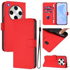 For OPPO Find X8 Pro Skin Feel Solid Color Leather Phone Case with Lanyard(Red)