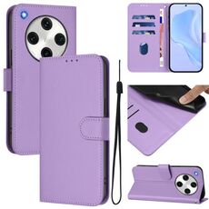 For OPPO Find X8 Pro Skin Feel Solid Color Leather Phone Case with Lanyard(Lavender Purple)