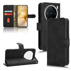 For vivo X200 Pro mini 5G Skin Feel Magnetic Flip Leather Phone Case(Black)