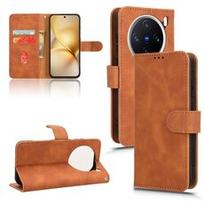 For vivo X200 Pro mini 5G Skin Feel Magnetic Flip Leather Phone Case(Brown)