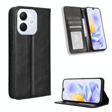 Per Honor X60i 5G Custodia per telefono in pelle con fibbia magnetica e texture retrò (nero)