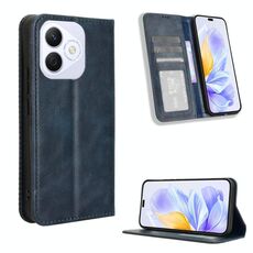 Per Honor X60i 5G Custodia per telefono in pelle con fibbia magnetica e texture retrò (blu)