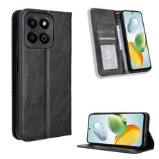Custodia per telefono in pelle con fibbia magnetica For Honor Play 60 Plus (nera)