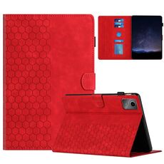 Per Lenovo Tab M11 / Xiaoxin Pad 2024 Custodia per tablet intelligente in pelle goffrata a nido d'ape (rosso)
