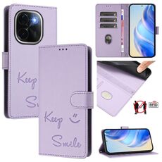 For vivo iQOO Z9s Pro 5G India Smile Embossing RFID Leather Phone Case(Light Purple)