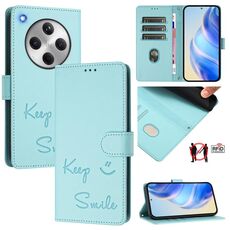 For OPPO Find X8 Smile Embossing RFID Leather Phone Case(Mint Green)