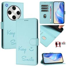 For OPPO Find X8 Pro Smile Embossing RFID Leather Phone Case(Mint Green)