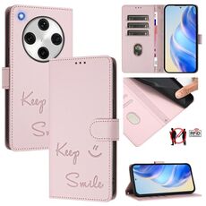 For OPPO Find X8 Pro Smile Embossing RFID Leather Phone Case(Pink)