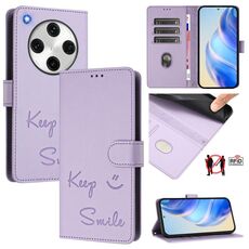 For OPPO Find X8 Pro Smile Embossing RFID Leather Phone Case(Light Purple)