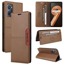 For Realme 9i GQUTROBE G01 RFID Anti-theft Leather Phone Case(Brown)