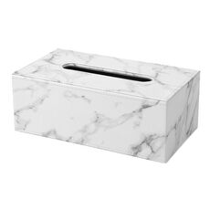 PU Leather Tissue Box Living Room Coffee Table Desktop Paper Holder Car Hotel Tissue Storage Box(Marble)