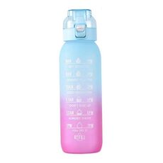 1000ml Large Capacity Tritan Water Mug Gradient Color Outdoor Sports Water Bottle(Blue Pink)