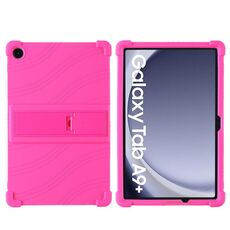 For Samsung Galaxy Tab A9+ Shockproof Silicone Tablet Protective Case With Holder(Rose Red)