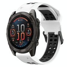 Per Garmin Fenix ​​8 AMOLED 47mm cinturino in silicone bicolore con fibbia inversa 22mm (bianco+nero)