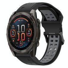 Per Garmin Fenix ​​8 AMOLED 47mm cinturino in silicone bicolore con fibbia inversa 22mm (nero+grigio)