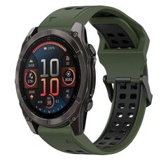 Per Garmin Fenix ​​8 AMOLED 47mm cinturino in silicone bicolore con fibbia inversa da 22mm (verde militare+nero)