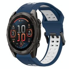 Per Garmin Fenix ​​8 AMOLED 47mm cinturino in silicone bicolore con fibbia inversa 22mm (blu+bianco)