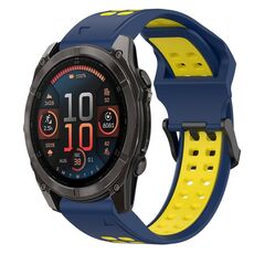 Per Garmin Fenix ​​8 AMOLED 47mm cinturino in silicone bicolore con fibbia inversa 22mm (blu+giallo)