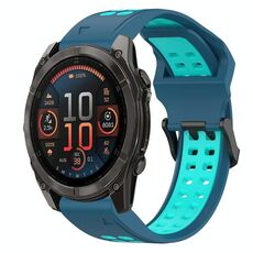 Per Garmin Fenix ​​8 AMOLED 47mm cinturino in silicone bicolore con fibbia inversa 22mm (blu+verde acqua)