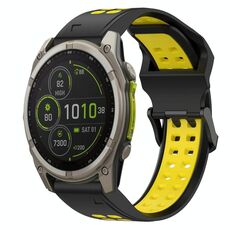 Per Garmin Fenix ​​8 MIP 47mm cinturino in silicone bicolore con fibbia inversa da 22mm (nero+giallo)