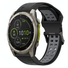 Per Garmin Fenix ​​8 MIP 47mm cinturino in silicone bicolore con fibbia inversa da 22mm (nero+grigio)