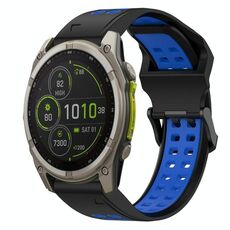Per Garmin Fenix ​​8 MIP 47mm cinturino in silicone bicolore con fibbia inversa da 22mm (nero+blu)