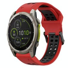 Per Garmin Fenix ​​8 MIP 47mm cinturino in silicone bicolore con fibbia inversa da 22mm (rosso+nero)