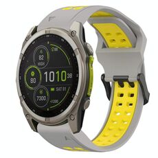Per Garmin Fenix ​​8 MIP 47mm cinturino in silicone bicolore con fibbia inversa 22mm (grigio+giallo)