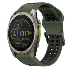 Per Garmin Fenix ​​8 MIP 47mm cinturino in silicone bicolore con fibbia inversa da 22mm (verde militare+nero)