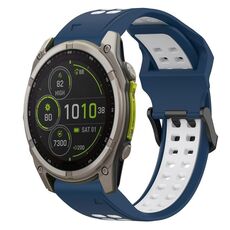 Per Garmin Fenix ​​8 MIP 47mm cinturino in silicone bicolore con fibbia inversa da 22mm (blu+bianco)