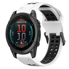 Per Garmin Fenix ​​E 47mm cinturino in silicone bicolore con fibbia inversa da 22mm (bianco+nero)
