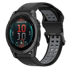 Per Garmin Fenix ​​E 47mm cinturino in silicone bicolore con fibbia inversa da 22mm (nero+grigio)