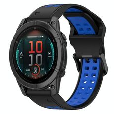 Per Garmin Fenix ​​E 47mm cinturino in silicone bicolore con fibbia inversa da 22mm (nero+blu)