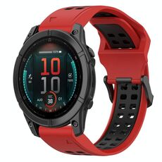 Per Garmin Fenix ​​E 47mm cinturino in silicone bicolore con fibbia inversa da 22mm (rosso+nero)