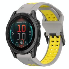 Per Garmin Fenix ​​E 47mm cinturino in silicone bicolore con fibbia inversa da 22mm (grigio+giallo)
