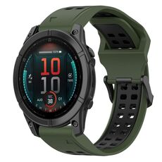 Per Garmin Fenix ​​E 47mm cinturino in silicone bicolore con fibbia inversa da 22mm (verde militare+nero)