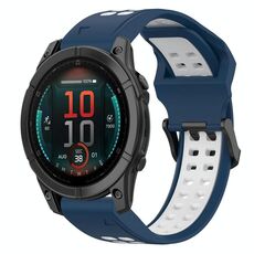 Per Garmin Fenix ​​E 47mm cinturino in silicone bicolore con fibbia inversa da 22mm (blu+bianco)