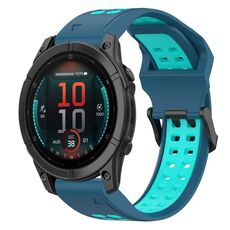 Per Garmin Fenix ​​E 47mm cinturino in silicone bicolore con fibbia inversa da 22mm (blu+verde acqua)