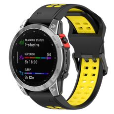 Per Garmin TACTIX 7 cinturino in silicone bicolore con fibbia inversa da 26 mm (nero + giallo)