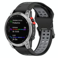 Per Garmin TACTIX 7 cinturino in silicone bicolore con fibbia inversa da 26 mm (nero + grigio)