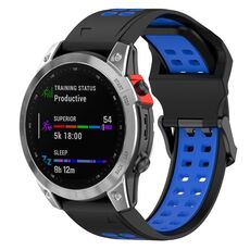 Per Garmin TACTIX 7 cinturino in silicone bicolore con fibbia inversa da 26 mm (nero + blu)